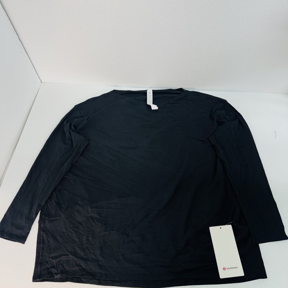 Lululemon Back In Action Organic Cotton Long Sleeve / Black Size 14